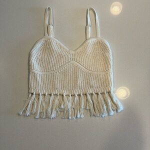 Wild Fable cream knit fringe crop top. Size XXS. New with tags. Never worn.